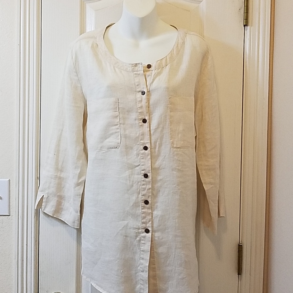 JM Collection Beige Linen Tunic